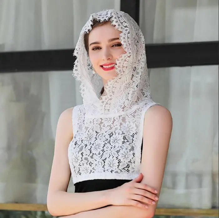 Casquette à capuche en dentelle, faux col, chemisier détachable, demi-col de chemise, protection UV,