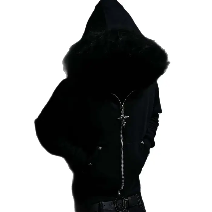 Sweat à capuche zippé en polaire sherpa Y2K