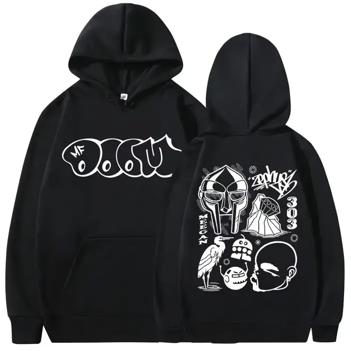 Rappeur Mf Doom Madvillain métal visage graphique imprimé sweat à capuche hommes femmes Hip Hop mode