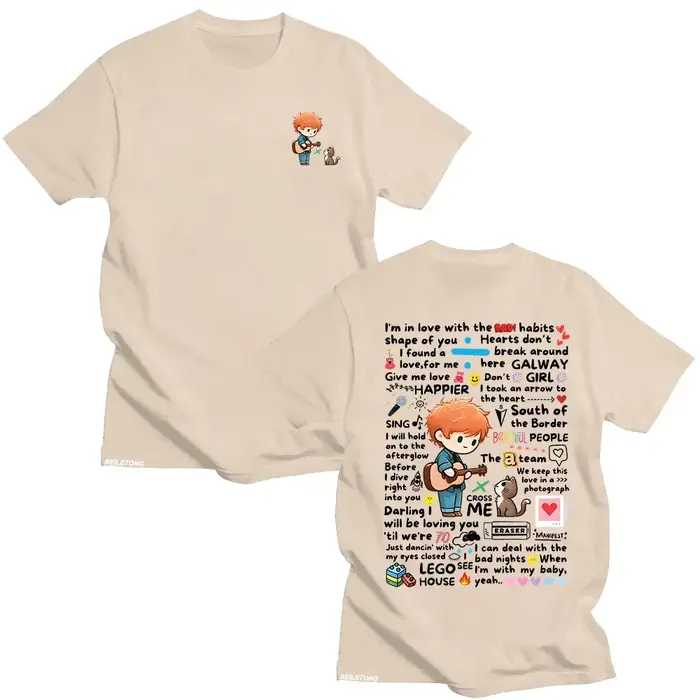 Ed Sheeran Graffiti motif t-shirt nouveau à la mode décontracté femmes hommes vêtements Y2k T-shirts