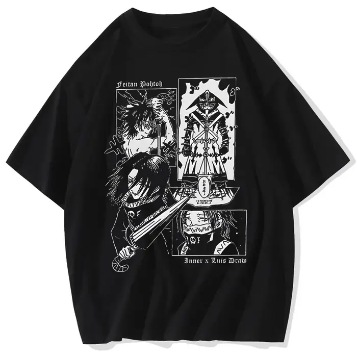 Feitan hommes T-Shirt Anime T-Shirt décontracté chemise à manches courtes col rond T-Shirt coton été