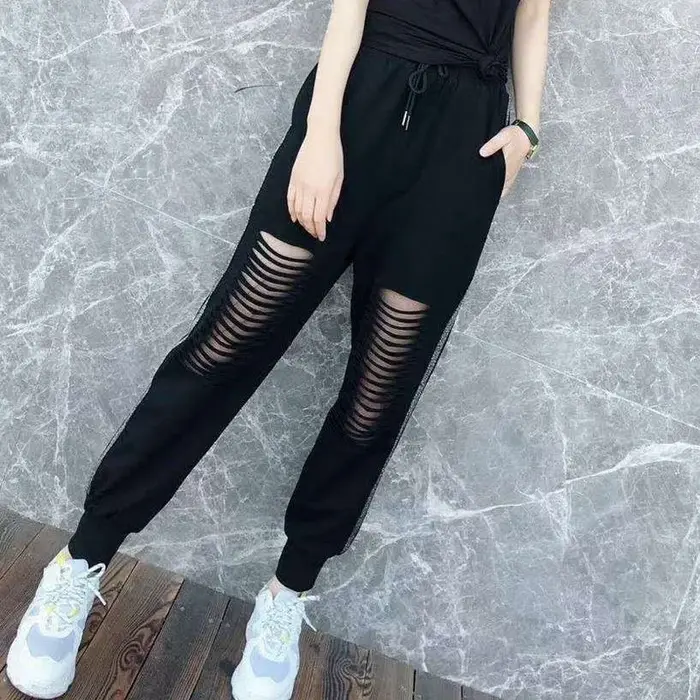 FJFor-Pantalon de jogging à rayures pour femme, vêtements de sport, survêtement de fitness, jogging avec poches, proximité, Wstring, adt Baggy G