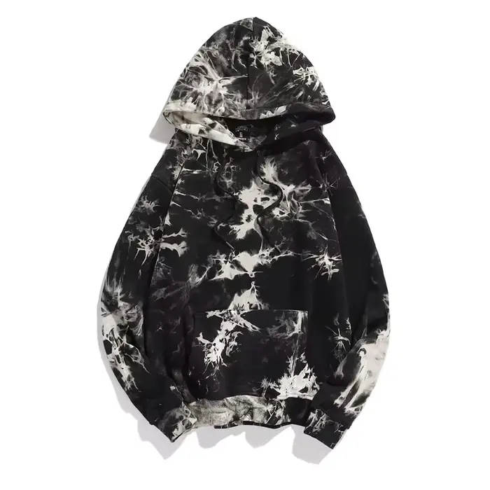 Sweat à capuche pour homme automne-hiver, style gothique, dégradé tie-dye, surdimensionné, en polair