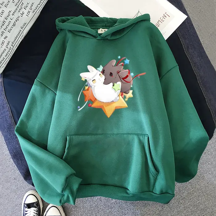 Sweat à capuche imprimé lapin pour femme
