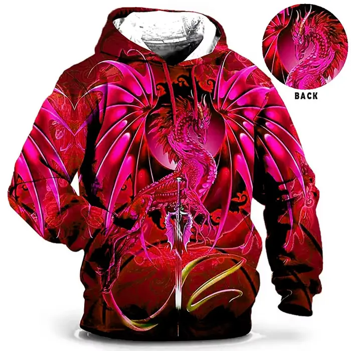 Sweat à capuche pour hommes, vêtements d'extérieur imprimés en 3D, mode Dragon quotidienne, sweat à 