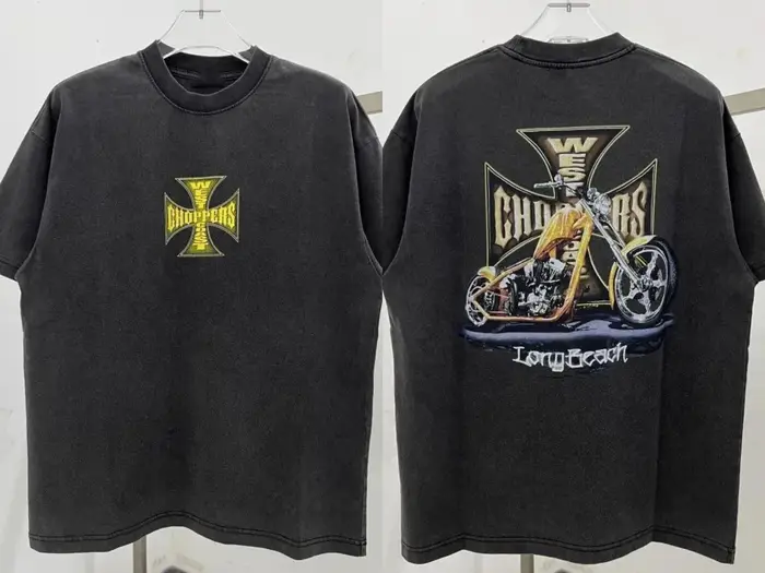 T-shirt en coton pour homme, style motard vintage, streetwear rétro, grunge, confortable, tendance é