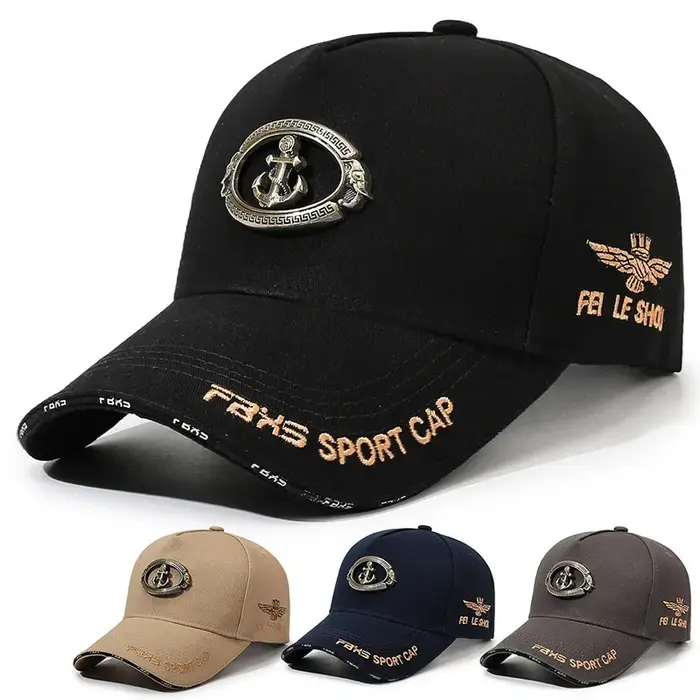 Casquette de baseball homme avec emblème ancre métallique, sangle ajustable, respirante, idéale pour le golf, la course, les voyages et les activités outdoor quotidiennes