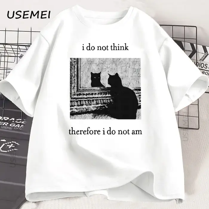 Je ne pense pas là, je ne suis pas T-shirt chat drôle T-shirt Vintage années 90 Witchy Goth Punk T-shirt coton à manches courtes t-shirts