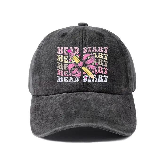 Casquette de baseball graphique Pink Ribbon Head Start, style vintage délavé, réglable, unisexe, cad