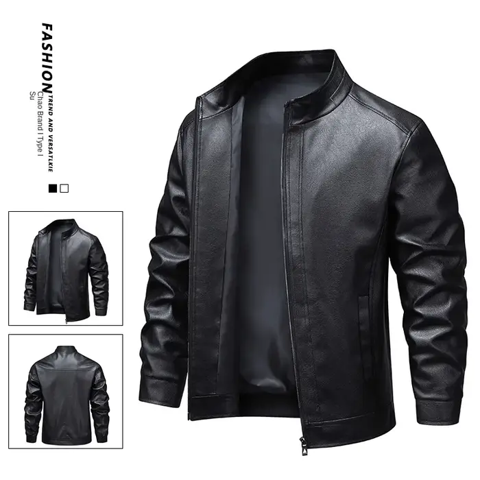 Transfrontalier 2025 nouvelle veste en cuir hommes manteau automne nouveau col montant veste hommes 