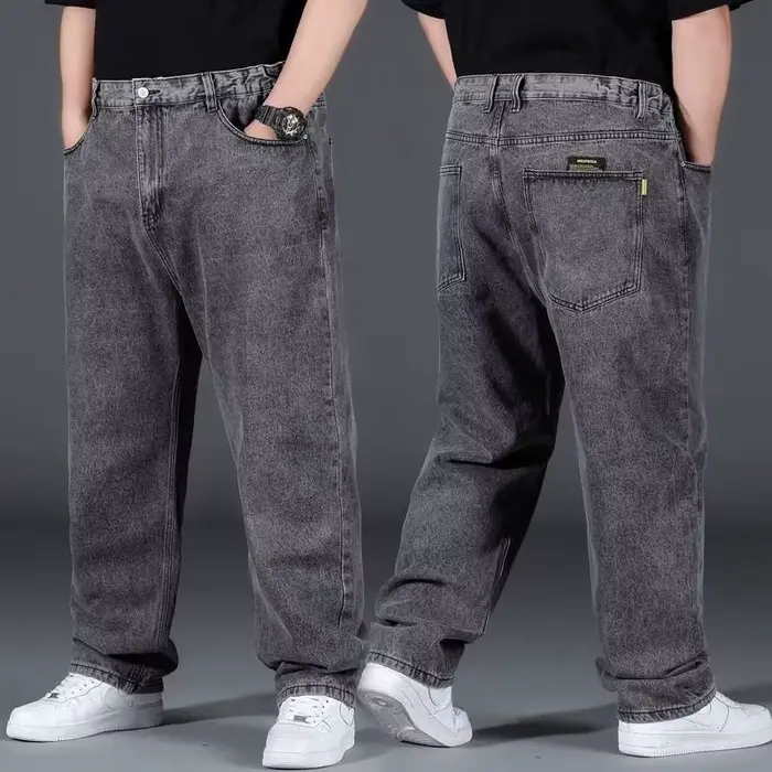 Jean surdimensionné pour homme, pantalon en Denim, grande taille, Baggy Y2k, Cargo noir, jambes larg