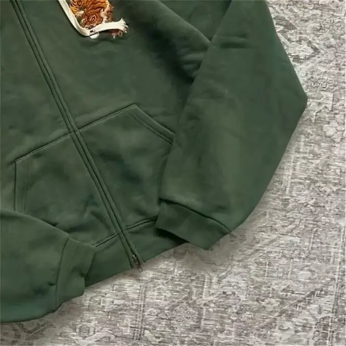 Sweat-shirt à capuche zippé Y2K vintage Harajuku brodé tigre