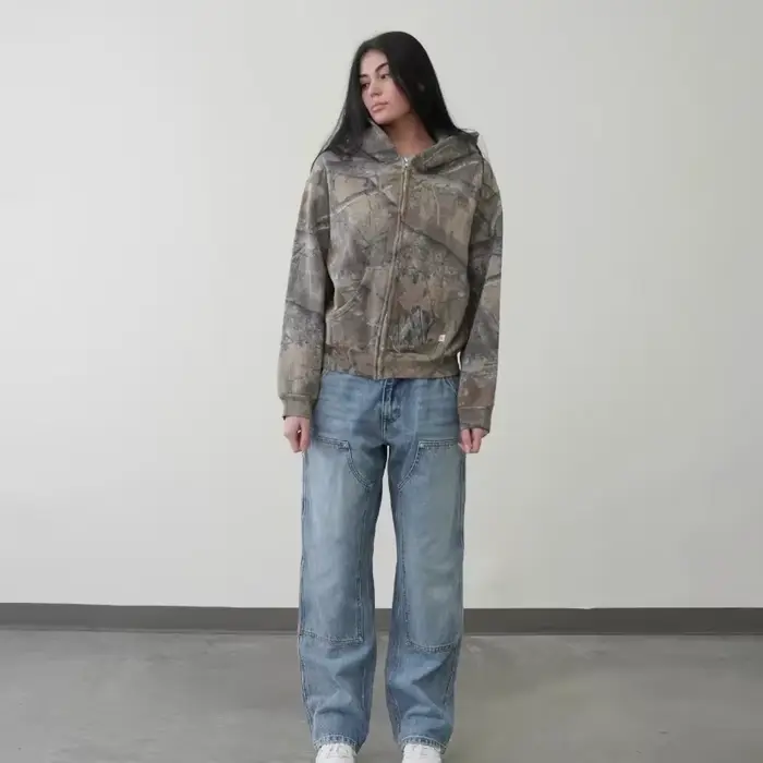 Y2K sweat à capuche zippé Harajuku motif de Camouflage Hip Hop streetwear gothique