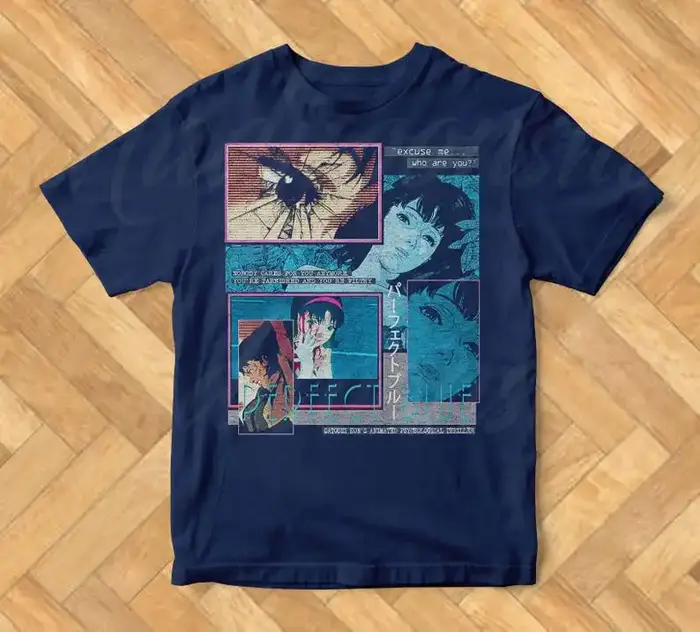 T-shirt vintage Anime bleu parfait, cadeau surdimensionné haut de gamme luxe unisexe produit chaud d