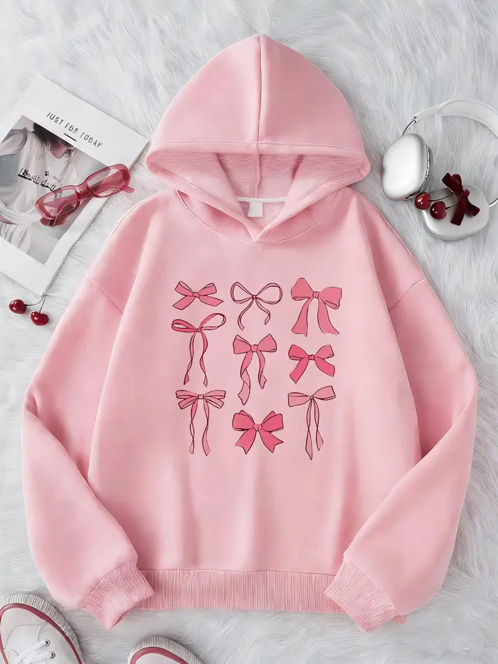 Sweat-shirt à capuche rose avec nœud pour filles