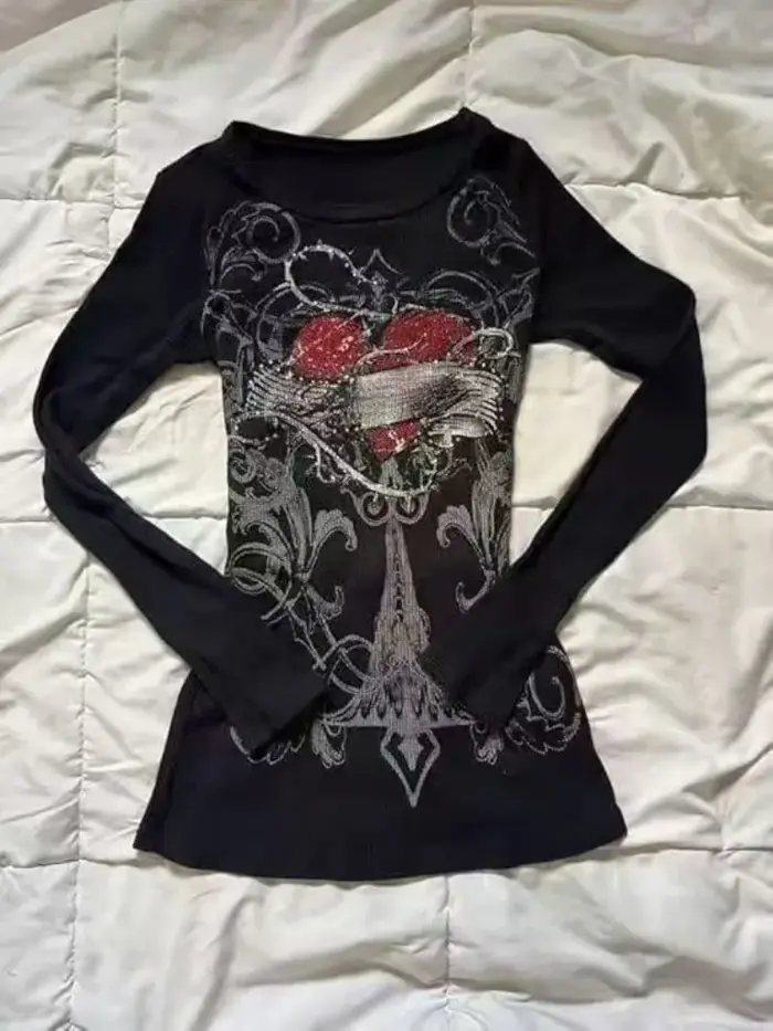 T-shirt vintage punk hip-hop pour femme