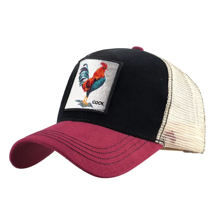 Casquette de camionneur brodée d'animaux de dessin animé à calotte haute, casquette de baseball en maille, casquette d'été anti-UV pour l'extérieur
