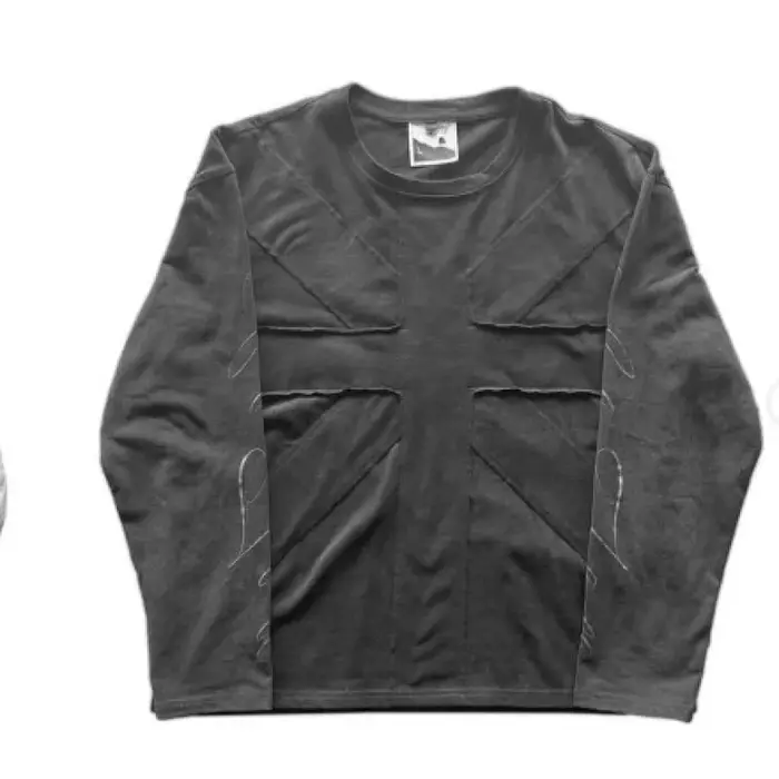 Nouveauté 2026 – T-shirt oversize à manches longues gris foncé pour femme