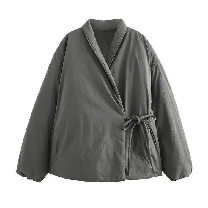 Marque de luxe vêtements pour femmes chaud manches longues coton manteaux automne hiver ceintures polyvalentes noir
