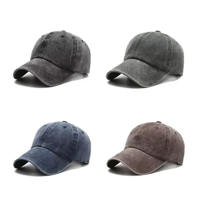 Casquette de baseball en jean délavé pour homme et femme, style vintage hip-hop, couleur unie, pour activités de plein air et sport décontracté