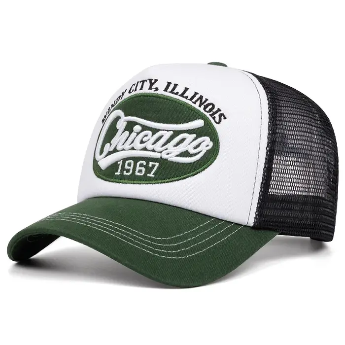 Casquette de baseball en éponge brodée avec lettres Chicago 1967, casquette en maille pour événement