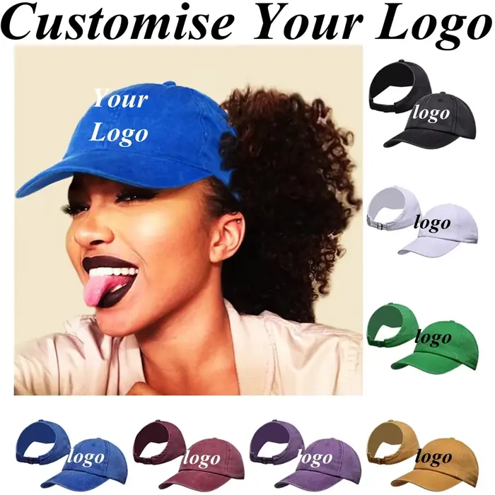 Casquettes de Baseball queue de cheval haute avec Logo personnalisé pour femmes et filles