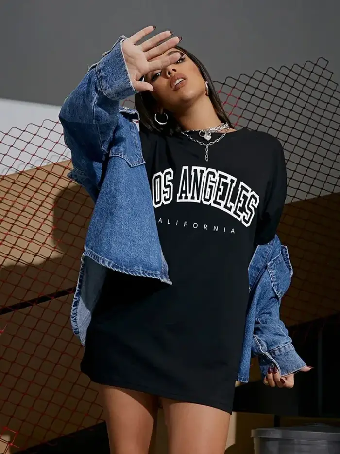 T-shirts oversize imprimés style urbain Los Angeles pour femme