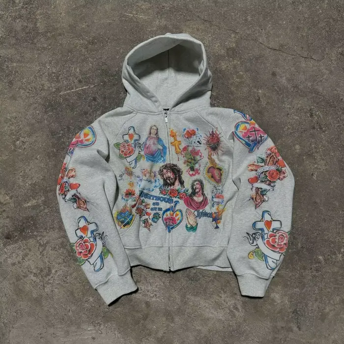 2025 rue vêtements de sport motif rétro sweat à capuche imprimé tempérament ample hommes à capuche g