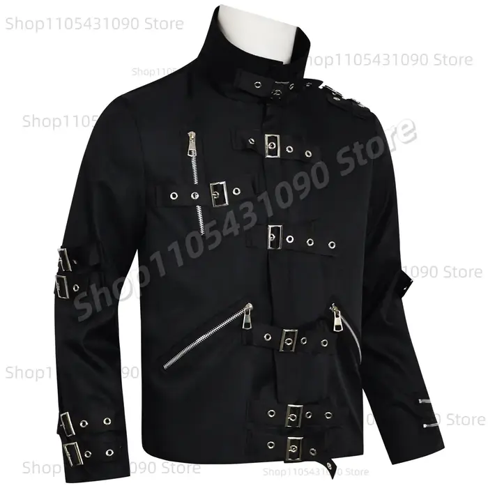 Veste de concert noire style punk avec rivets