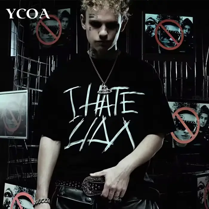 T-Shirt homme I HATE LIDA lettre Y2k Streetwear coton mode surdimensionné Vintage Hip Hop manches courtes hauts t-shirts vêtements gothiques