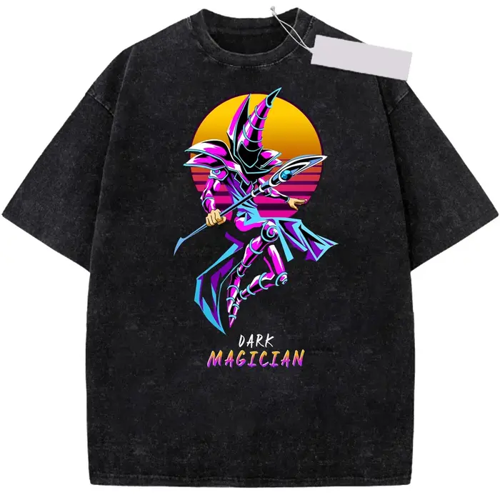 Yu-Gi-Oh! Vintage Lavé et Délavé T-shirt graphique Yugi Muto pour hommes, style rétro anime, en coton, à manches courtes, coupe oversize, mode Harajuku