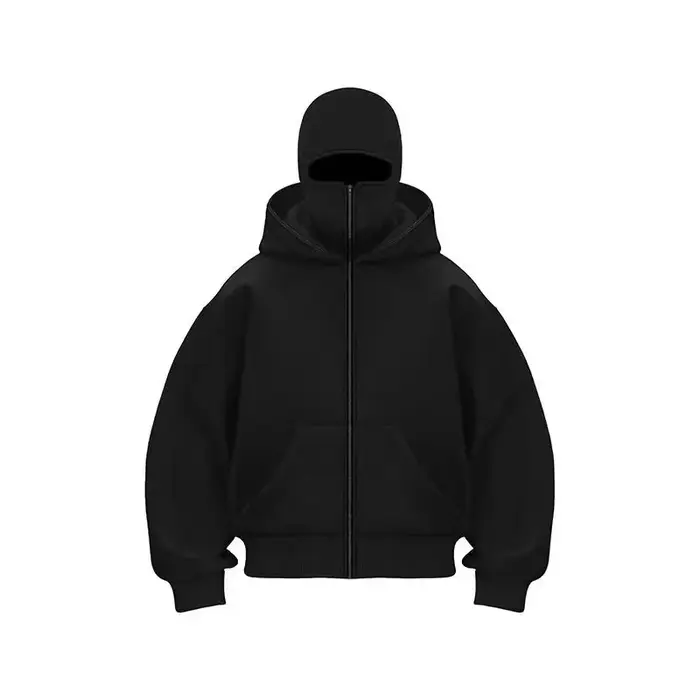 Cagoule à capuche zippée pour homme, sweat-shirt chaud et décontracté, Y2K, avec masque facial à cap