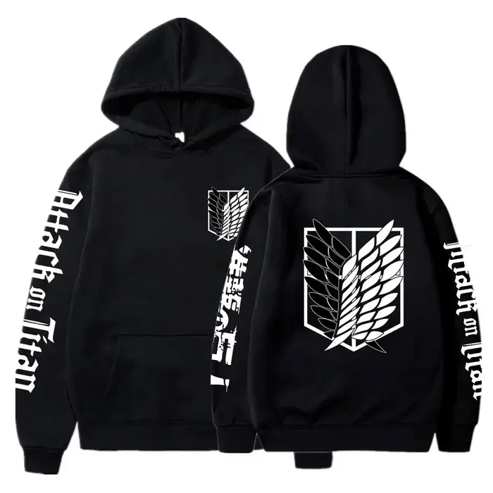 Attaque sur Titan sweat à capuche noir hommes femmes 2025 hiver coton sweat ailes de liberté emblème
