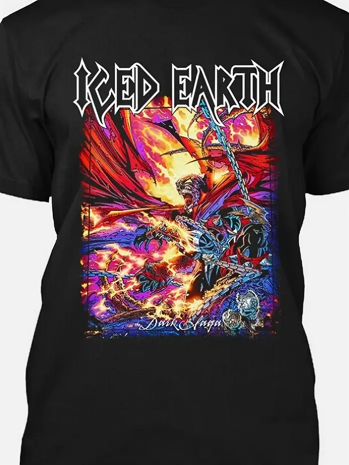 Ice Earth – T-Shirt manches courtes col ras du cou pour homme, vêtement rétro, avec image en métal l