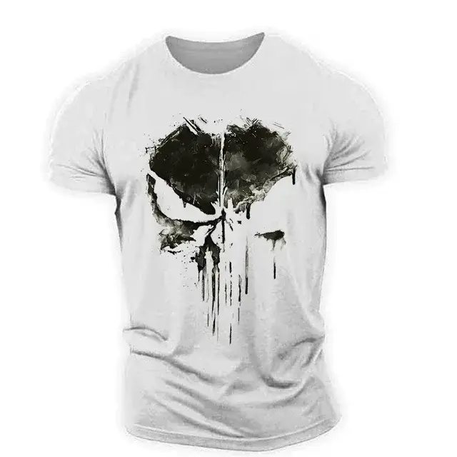 T-shirt Homme Imprimé Crâne 3D Style Streetwear Extensible Léger Respirant Coupe Ample Tendance 2023