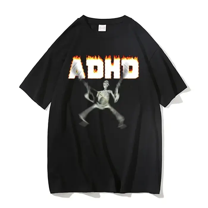 Adhd squelette Meme T-shirts classique Vintage Humor horreur drôle crâne t-shirt hommes femmes décon