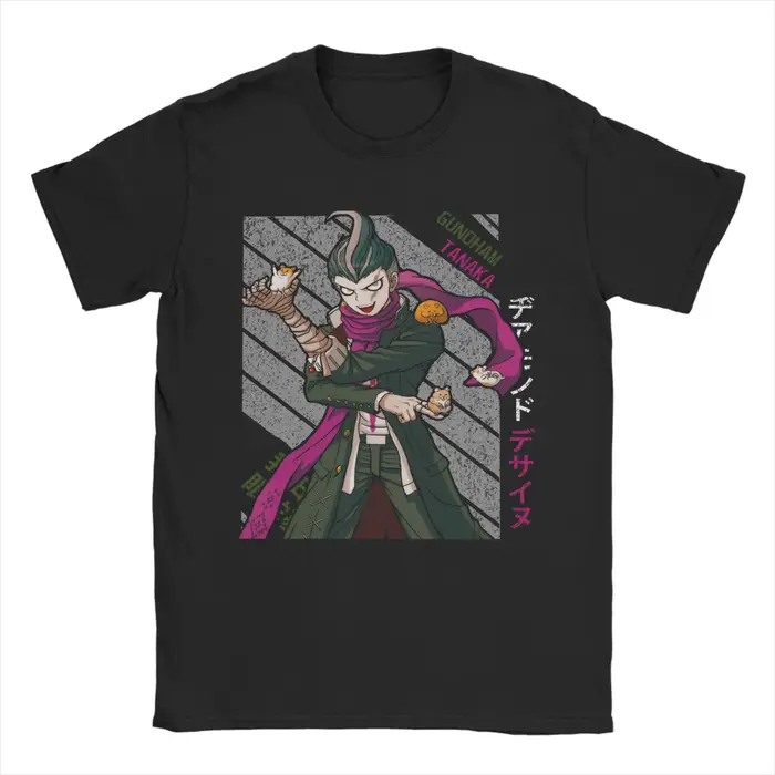 Hommes Gundham Tanaka Super Danganronpa t-shirts jeu 100% couverture en coton décontracté à manches 