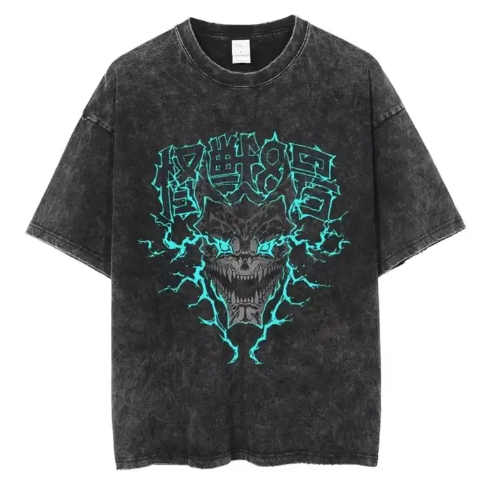 Anime Kaiju No 8 Cool graphique lavé à manches courtes col rond Y2k T-Shirt hommes vêtements nouveau dans les hauts et