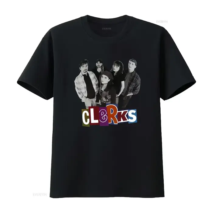T-shirt Clerks Movie Cast pour un style décontracté vintage, streetwear délavé, extensible, polyvalent, respirant, pour tous les jours