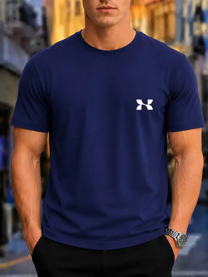Nouveau T-shirt Sport Respirant 2026, Haut Décontracté à Col Rond pour Homme avec Petit Logo Minimal