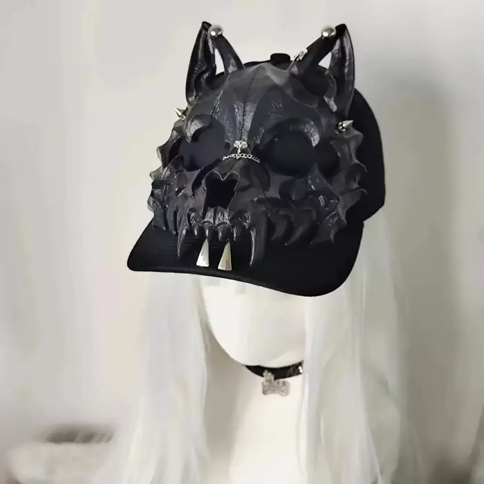 Techwear Style loup crâne Rivet Hip Hop Punk casquette de Baseball femme gothique Vintage chapeaux rue décontracté drôle chapeau