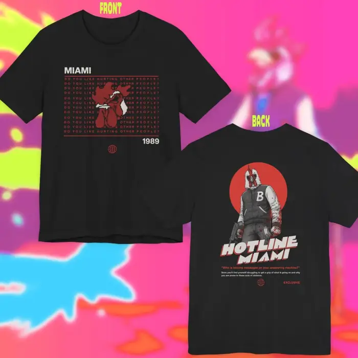 T-shirt graphique Miami Hotline, style rétro Miami 1989, pixel art, pur coton, streetwear pour coupl