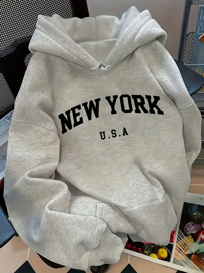 Sweat à capuche décontracté pour hommes et femmes, pull-over avec lettrage NEW YORK USA, mode décont