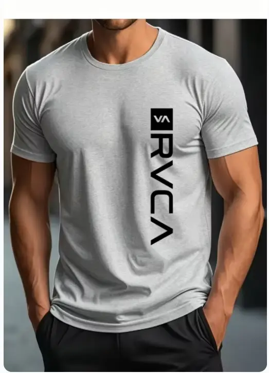 Cool Tee T-shirt décontracté pour hommes, imprimé RVCA, T-shirt graphique d'été à manches courtes, e