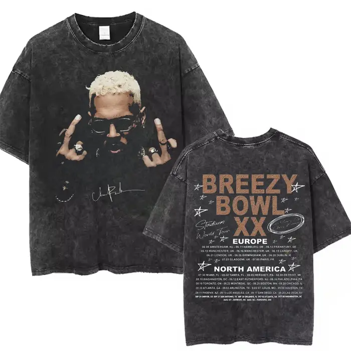 Chris Brown Breezy Bowl XX Concert coton t-shirt Tour lavé