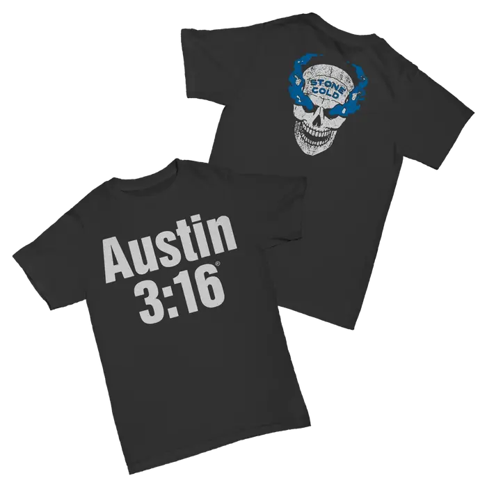 Austin 3:16 Stone Cold Skull T-Shirt pour hommes, imprimé graphique rétro de lutte, décontracté, à m