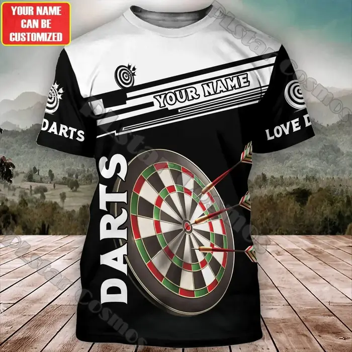 Nom personnalisé joueur de fléchettes 3D imprimé hommes T-Shirt été rue tendance sauvage unisexe