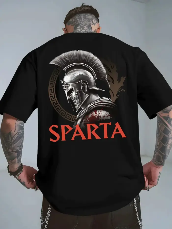 T-shirt de guerrier spartiate pour homme, casque spartiate, impression arrière SPARTA, 100% respiran