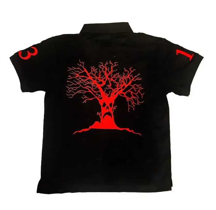 Polo noir HAUNT-O-HOLICS Y2k America rétro rue Hip Hop chemise à manches courtes motif citrouille broderie Baseball t-shirts