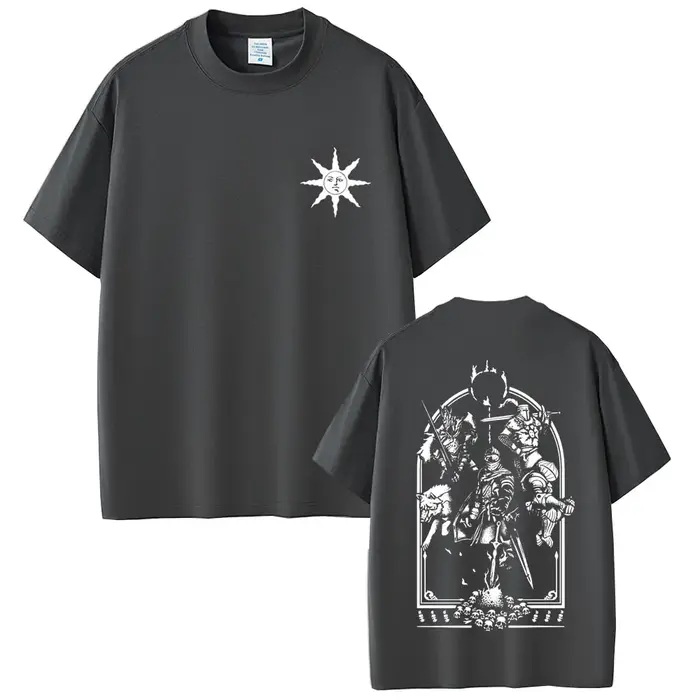 Jeu âmes sombres éloge du soleil T-shirt graphique hommes femmes Vintage gothique Rock T-shirts